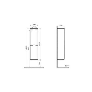 Vitra Sento 65893 Boy Dolabı, Çamaşır Sepetli, Mat Fiyord Yeşili, Sağ,40 Cm