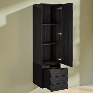 Vitra Frame 61261 Boy Dolabı, Çekmeceli, 40 Cm, Hareli Siyah Meşe / Sağ