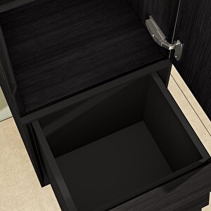 Vitra Frame 61261 Boy Dolabı, Çekmeceli, 40 Cm, Hareli Siyah Meşe / Sağ