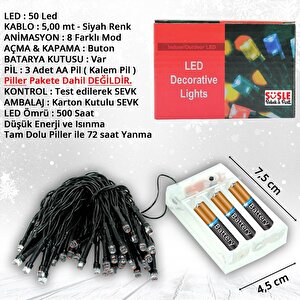 Pilli Ve Animasyonlu 50 Led X 5 Mt - Mavi Led Işık