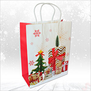 Beyaz Kraft Karton Çanta, 33 X 26 X 12 Cm - 1 Adet