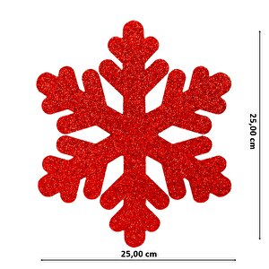 Yılbaşı Kar Tanesi Dekor Strafor Süs, 25 Cm - Kırmızı