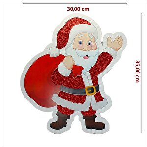 Noel Baba Baskılı Simli Strafor Süs - 35cm X 30cm