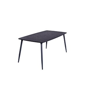 Yemek Masası Mutfak Masası 90x167 Cm Metal Ayaklı Siyah Masa, 6 Adet Abant Metal Ayaklı Sandalye