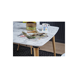 Yemek Masası Takımı Mutfak Masası 90x120 Cm Ahşap Ayaklı Beyaz Masa 4 Adet Abant Beyaz Sandalye