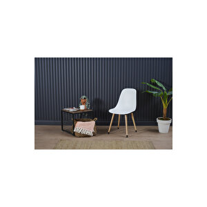 Yemek Masası Takımı Mutfak Masası 90x120 Cm Ahşap Ayaklı Beyaz Masa 4 Adet Abant Beyaz Sandalye