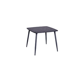 Yemek Masası Mutfak Masası 90x90 Kare Metal Ayaklı Siyah Masa, 4 Adet Abant Metal Ayaklı Sandalye