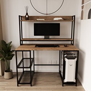 Regal Raflı Çalışma Masası, Kahverengi