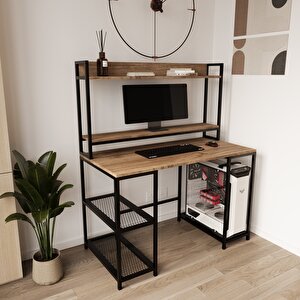 Regal Raflı Çalışma Masası, Kahverengi