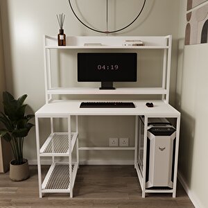 Regal Raflı Çalışma Masası, Beyaz