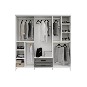 Guneystore Gözde 6 Kapaklı Komple Mdf Antrasit-beyaz Gardırop