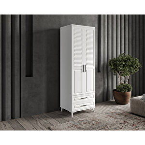 Guneystore Sanat 2 Kapaklı Komple Mdf Beyaz Gardırop