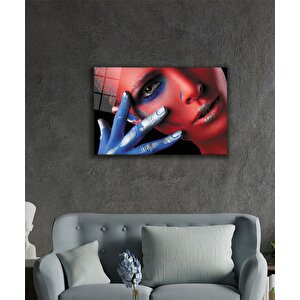 Kadınlar Yüz Üzerinde Renklendirme Cam Tablo 36x23 cm