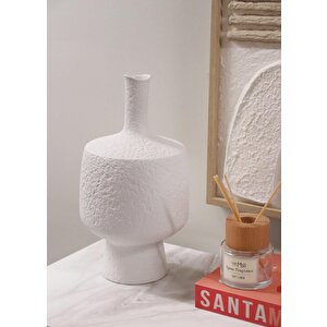 Licia Seramik Vazo Beyaz 18x18x37 Cm