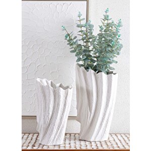 Licia Seramik Vazo Beyaz 29x19x47 Cm