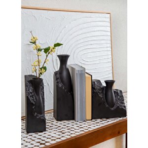 Licia Seramik Vazo Siyah 10x10x35 Cm