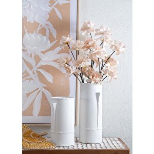 Licia Seramik Vazo Beyaz 18x16x41 Cm