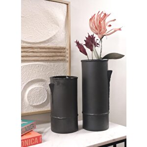 Licia Seramik Vazo Siyah 18x16x41 Cm
