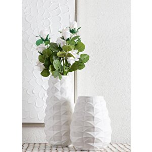 Licia Seramik Vazo Beyaz 21x21x27 Cm