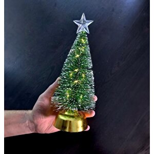 Cajuart Dekoratif Led Işıklı 25 Cm Yapay Çam Ağacı Yılbaşı Dekor Süs