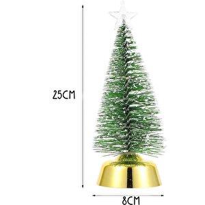Cajuart Dekoratif Led Işıklı 25 Cm Yapay Çam Ağacı Yılbaşı Dekor Süs