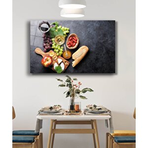 Üzüm Peynir Ekmek Mutfak Cam Tablo 110x70 cm