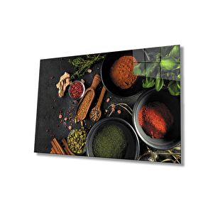 Baharat Mutfak Natürmort Cam Tablo 90x60 cm