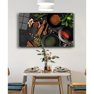 Baharat Mutfak Natürmort Cam Tablo 90x60 cm