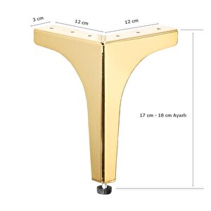 4 Adet Klas Ayak Metal 17 Cm Altın Mobilya Koltuk Ayağı