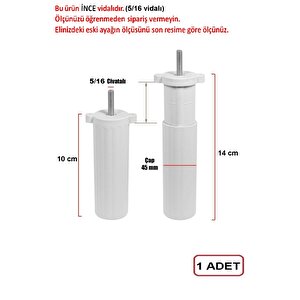 Koltuk Kanepe Baza Çekyat Plastik Orta Ayak Beyaz 9-14 Cm Arası Ayarlı 1 Adet Beyaz