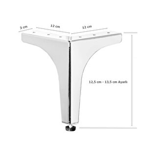 4 Adet Klas Ayak Metal 12,5 Cm Krom Mobilya Koltuk Ayağı