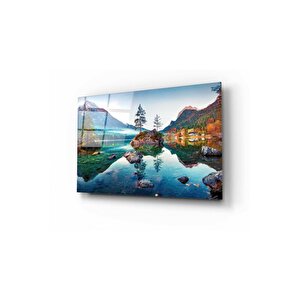 Göl Ve Şehir Cam Tablo 50x70 cm