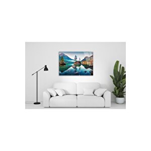 Göl Ve Şehir Cam Tablo 50x70 cm