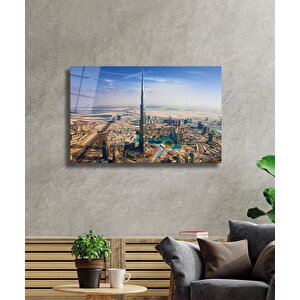 Şehir Manzaralı Cam Tablo Urban Area View 90x60 cm