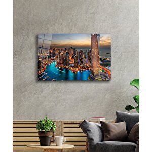 Şehir Manzaralı Cam Tablo Urban Area View 90x60 cm