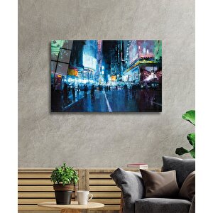 Gece Şehir Cam Tablo City Night 110x70 cm