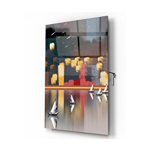 Soyut Şehir Cam Tablo 50x70 cm