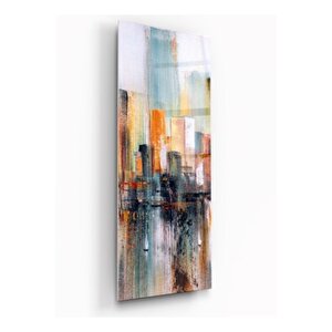 Soyut Şehir Tema Cam Tablo 35x90 cm