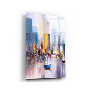 Yağlı Boya Şehir Cam Tablo 50x70 cm