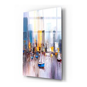 Yağlı Boya Şehir Cam Tablo 50x70 cm