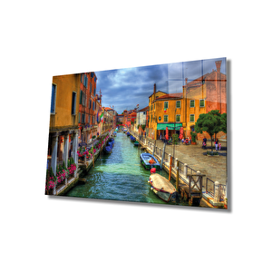 Venedik Şehir Manzaralı Cam Tablo Venice City View 50x70 cm