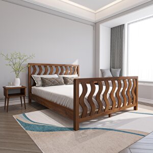 Siena Model Ceviz Renk Çam Ahşap Karyola 90x190 cm