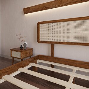 Hazeran Lilyum Model Ceviz Renk Ahşap Karyola 140x200 cm