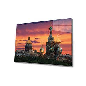 Şehir Manzaralı Moskova Cam Tablo Urban Area Moscow View 36x23 cm