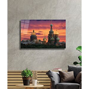 Şehir Manzaralı Moskova Cam Tablo Urban Area Moscow View 36x23 cm