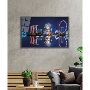 Işıklar Şehir Cam Tablo City In Night 90x60 cm