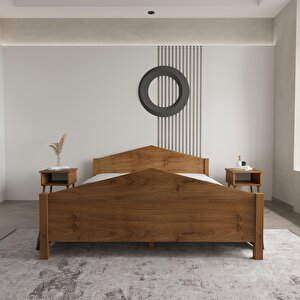 Milano Model Ceviz Renk Çam Ahşap Karyola 90x190 cm