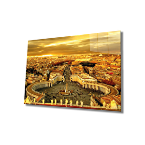 Şehir İtalya Manzaralı Cam Tablo City View Italy 110x70 cm
