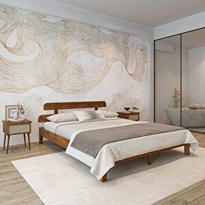 Lotus  Model Ceviz Renk Çam Ahşap Karyola 150x200 cm