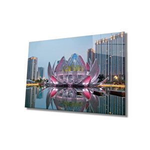 Şehir Mimari Cam Tablo Urban Area Architecture 90x60 cm